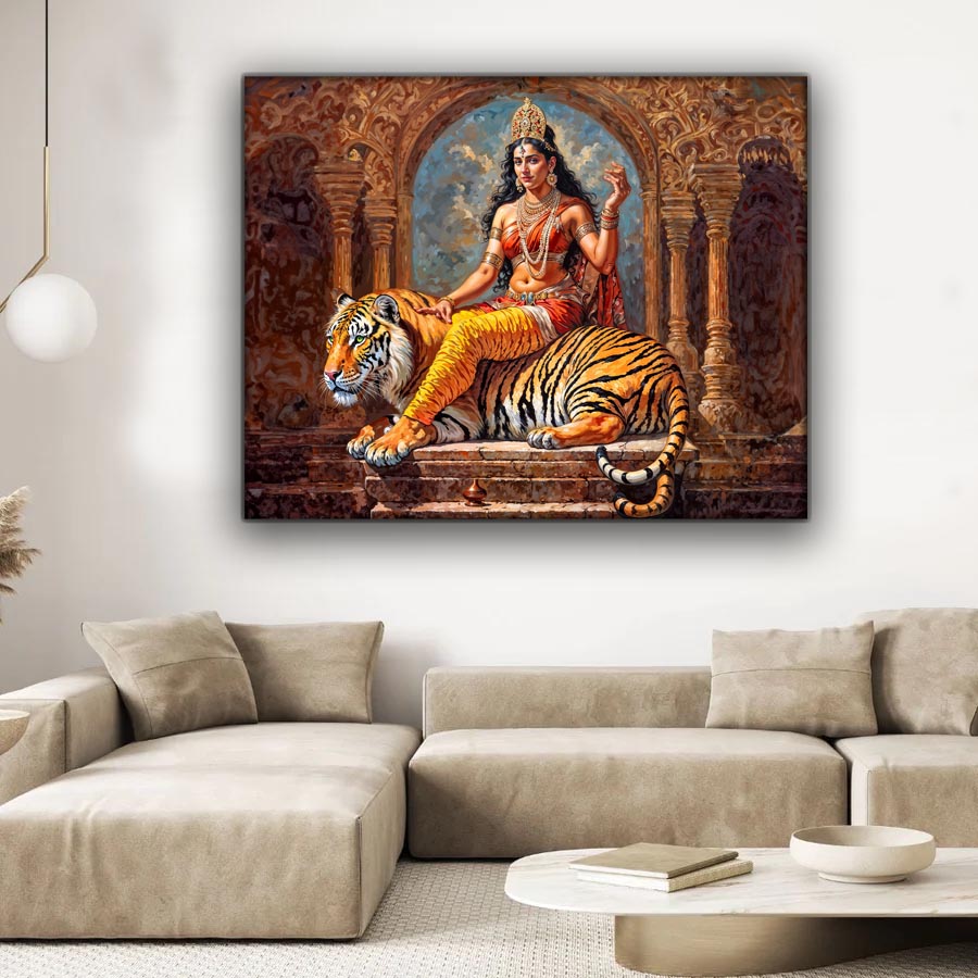 Parvati Canvas Wall Art-Indian Art-Spiritual Wall Art-Canvas Print-DECOROLALA