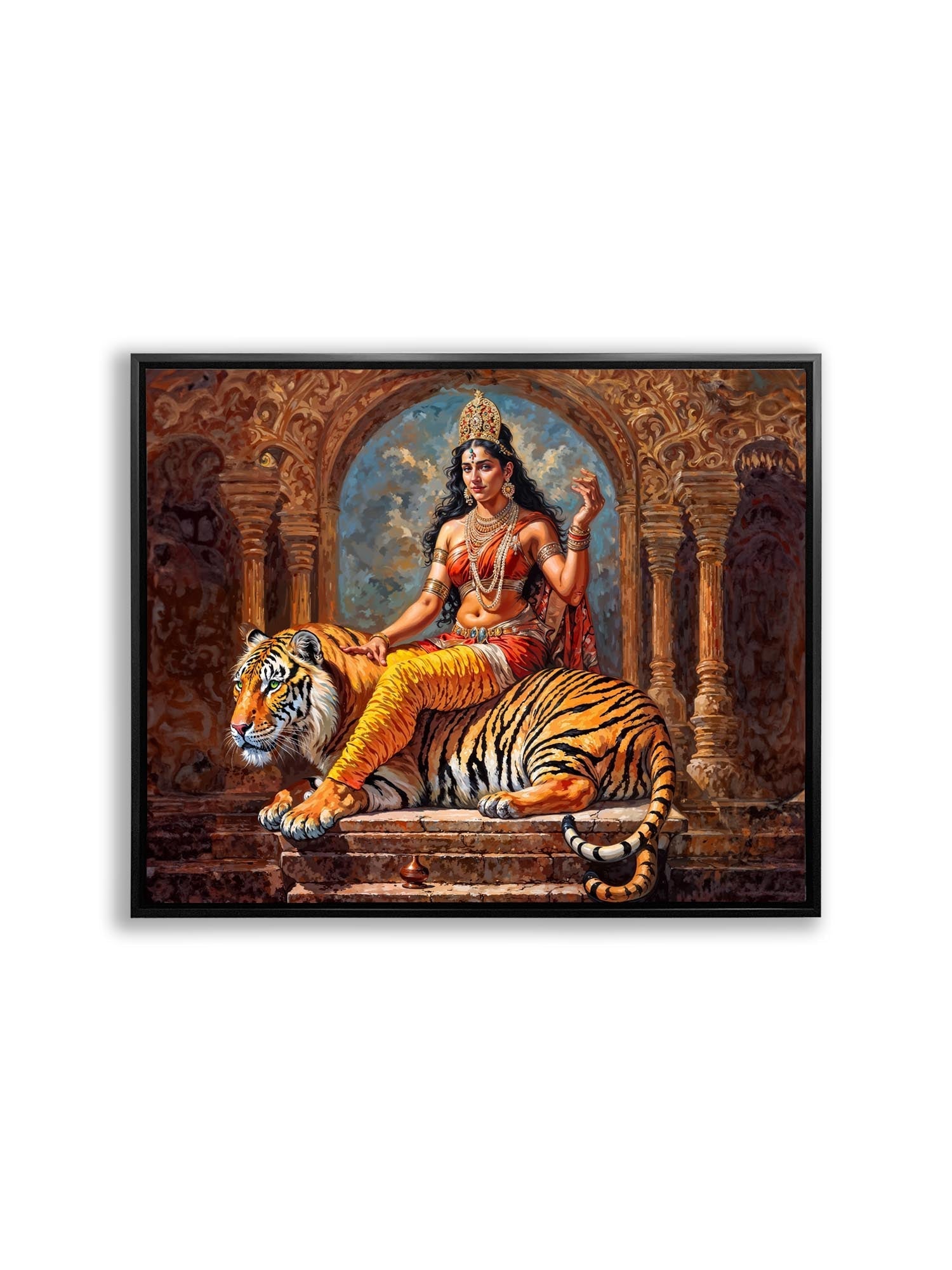 Parvati Canvas Wall Art-Indian Art-Spiritual Wall Art-Canvas Print-DECOROLALA
