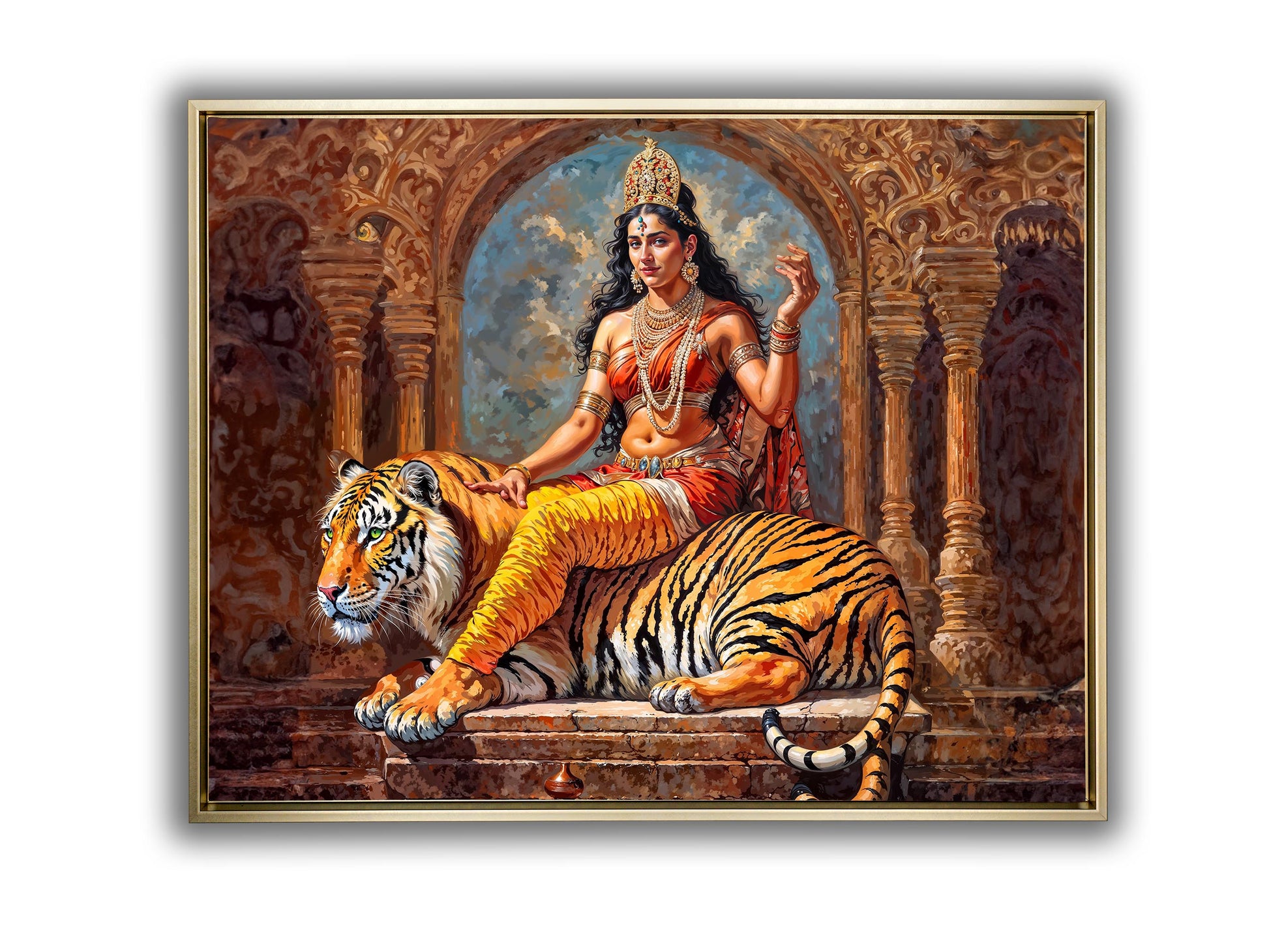 Parvati Canvas Wall Art-Indian Art-Spiritual Wall Art-Canvas Print-DECOROLALA