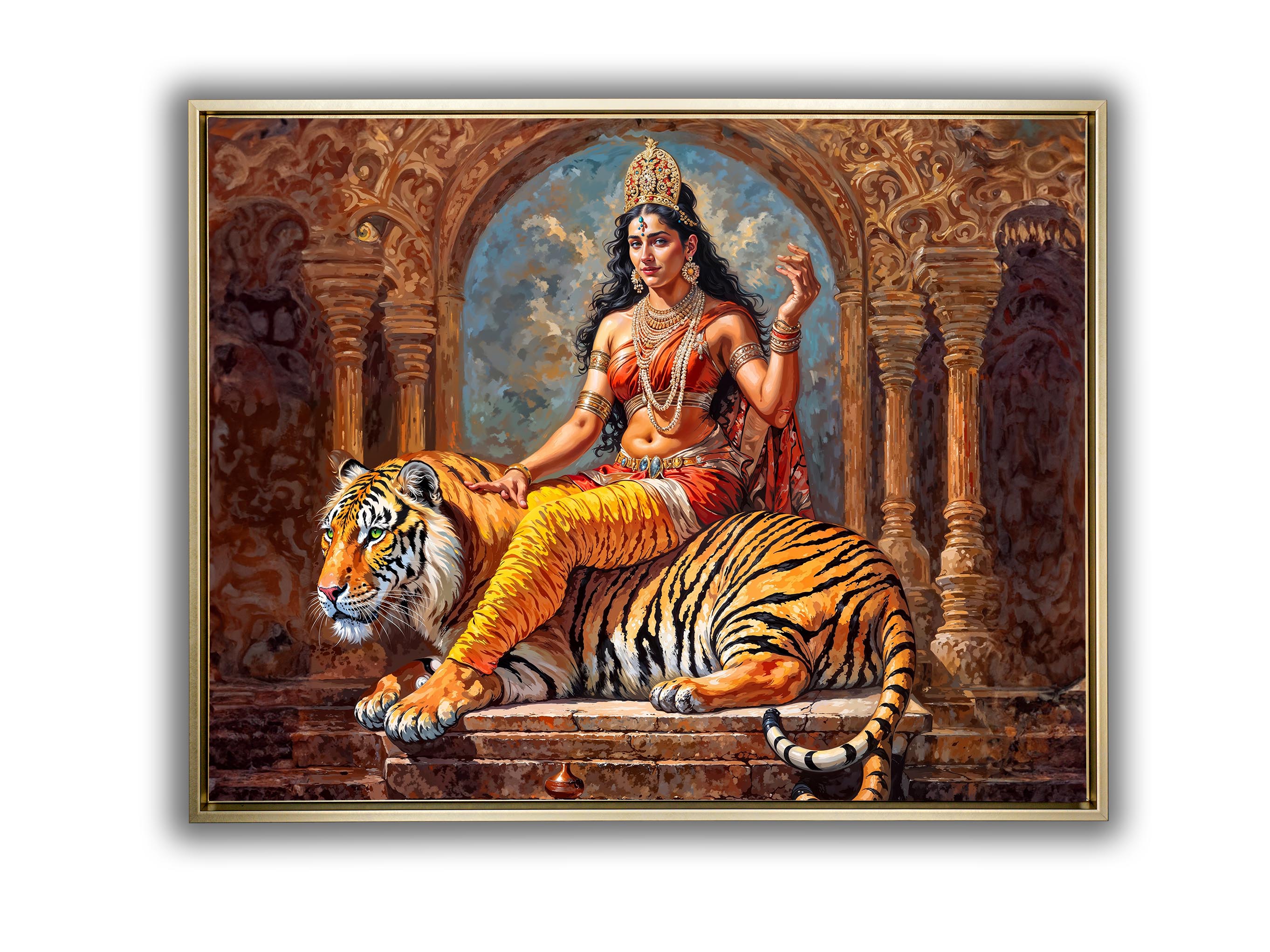 Parvati Canvas Wall Art-Indian Art-Spiritual Wall Art-Canvas Print-DECOROLALA