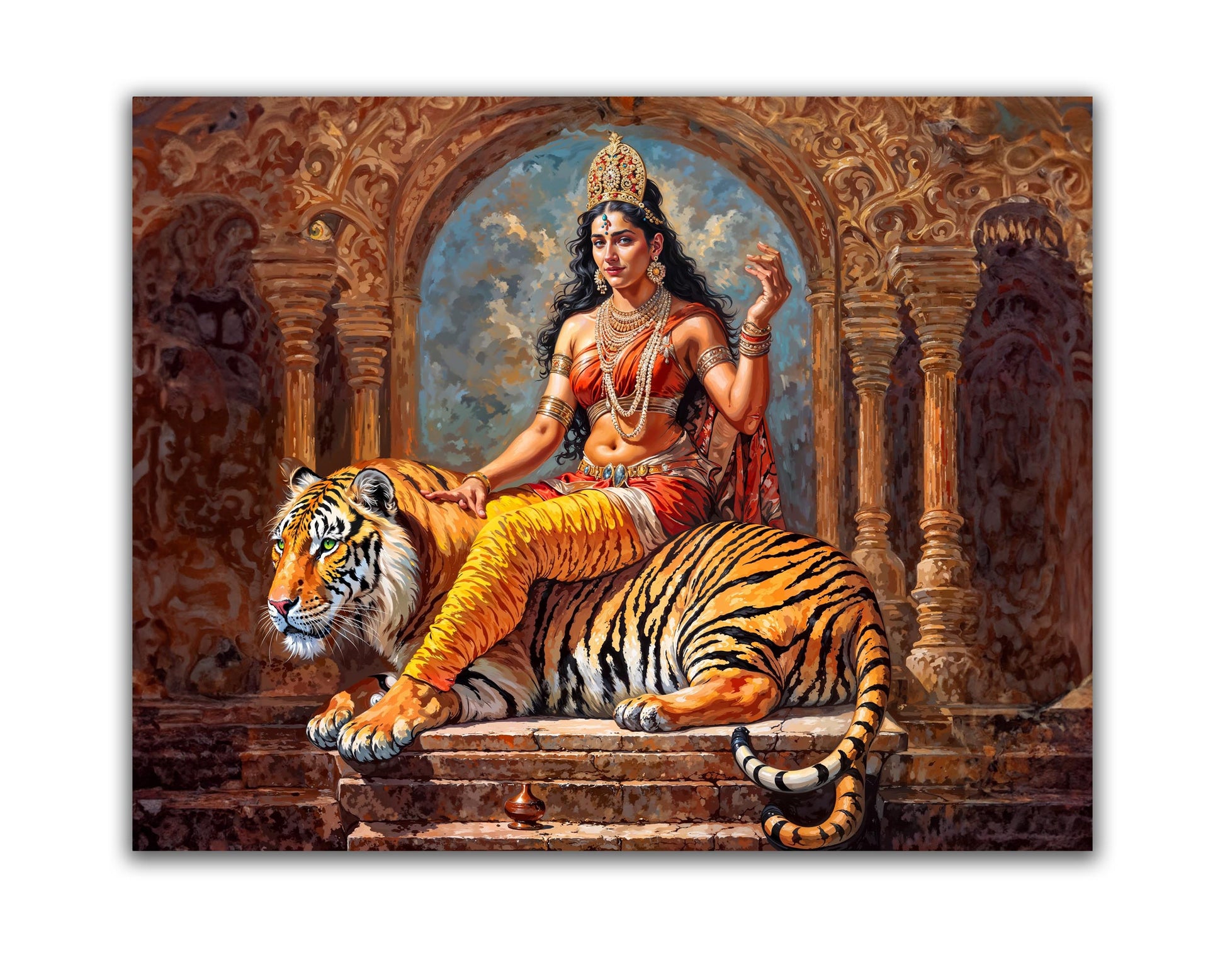Parvati Canvas Wall Art-Indian Art-Spiritual Wall Art-Canvas Print-DECOROLALA