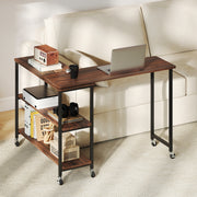 Patented Large 360-Degree Free Rotating Sofa Side Table with Wheels and Storage Shelf-Walnut-End & Side Tables-DECOROLALA