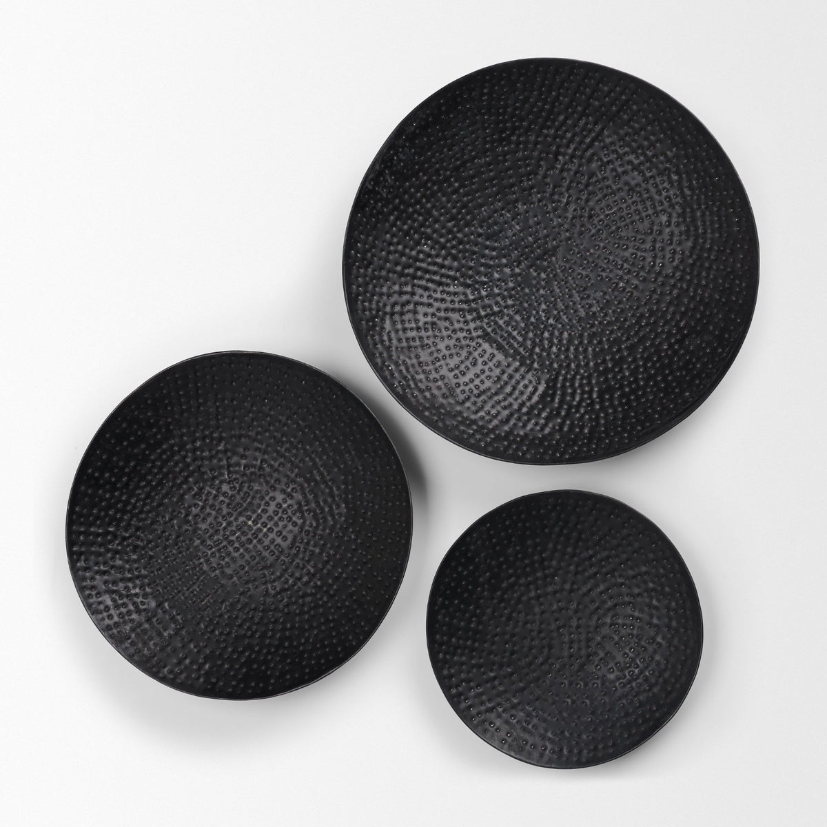 Patera Hammered Iron Metal Decorative Bowls (Set of 3)-Bowls-DECOROLALA