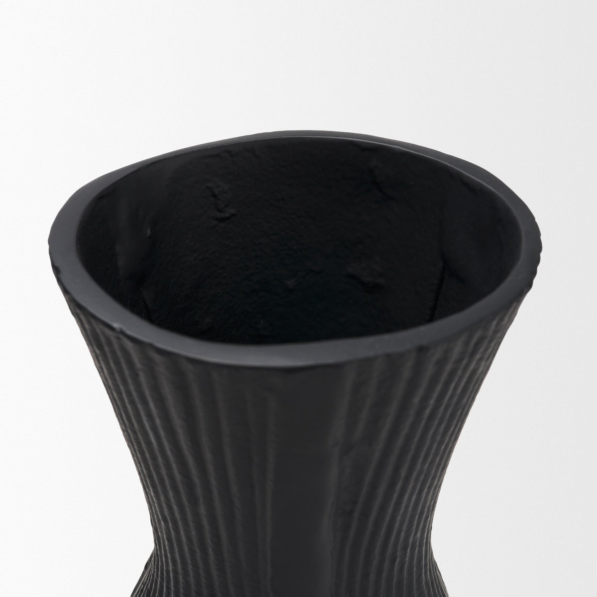 Patine Metal Fluted Hourglass Decorative Vase-Vase-DECOROLALA