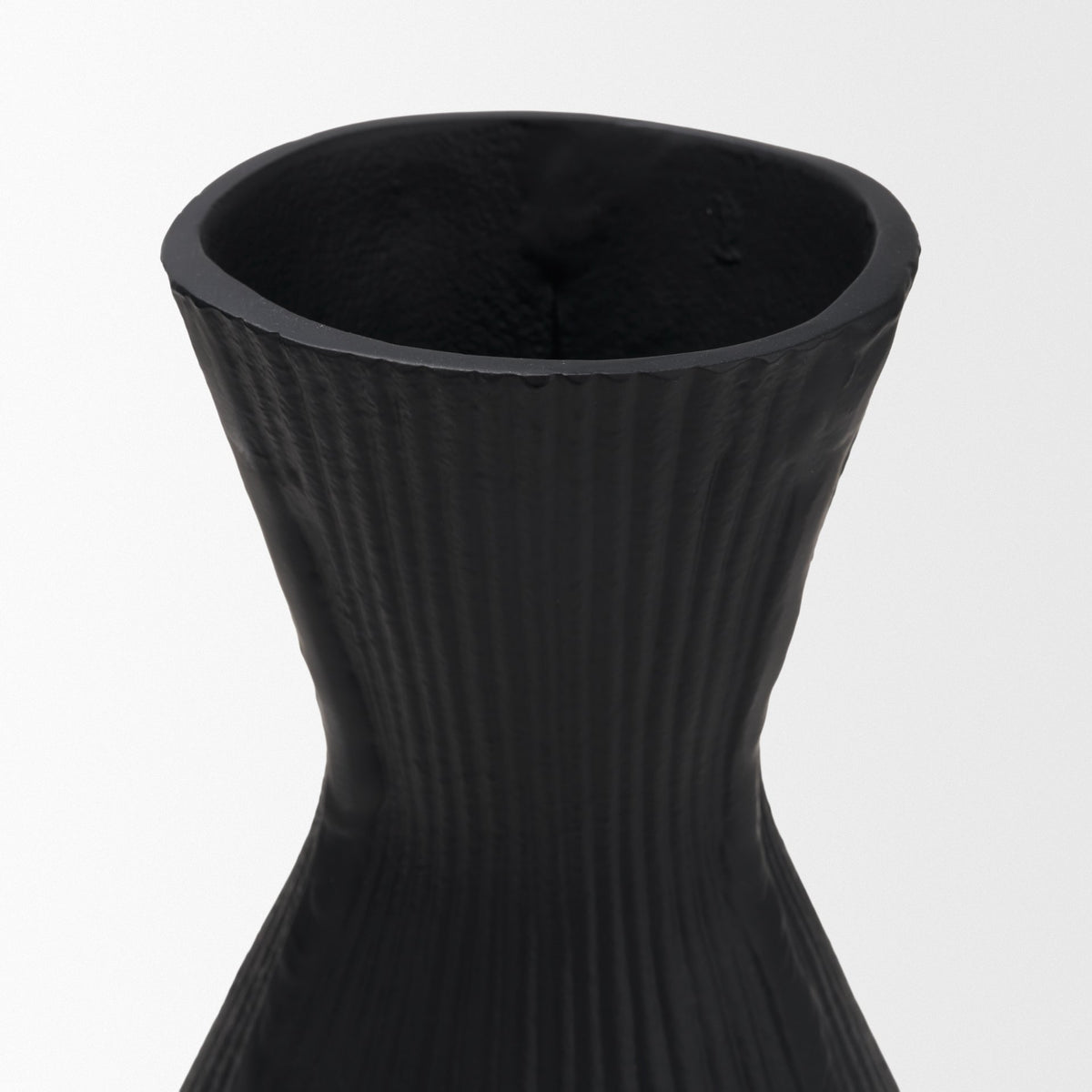 Patine Metal Fluted Hourglass Decorative Vase-Vase-DECOROLALA