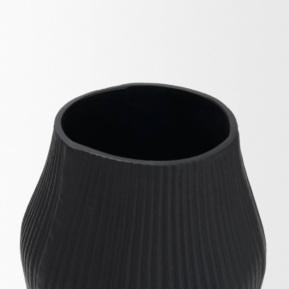 Patine Wide Metal Fluted Decorative Vase-Vase-DECOROLALA