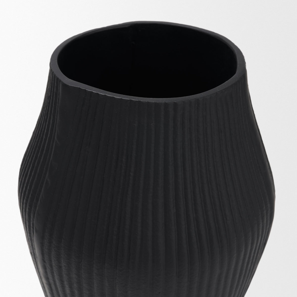 Patine Wide Metal Fluted Decorative Vase-Vase-DECOROLALA