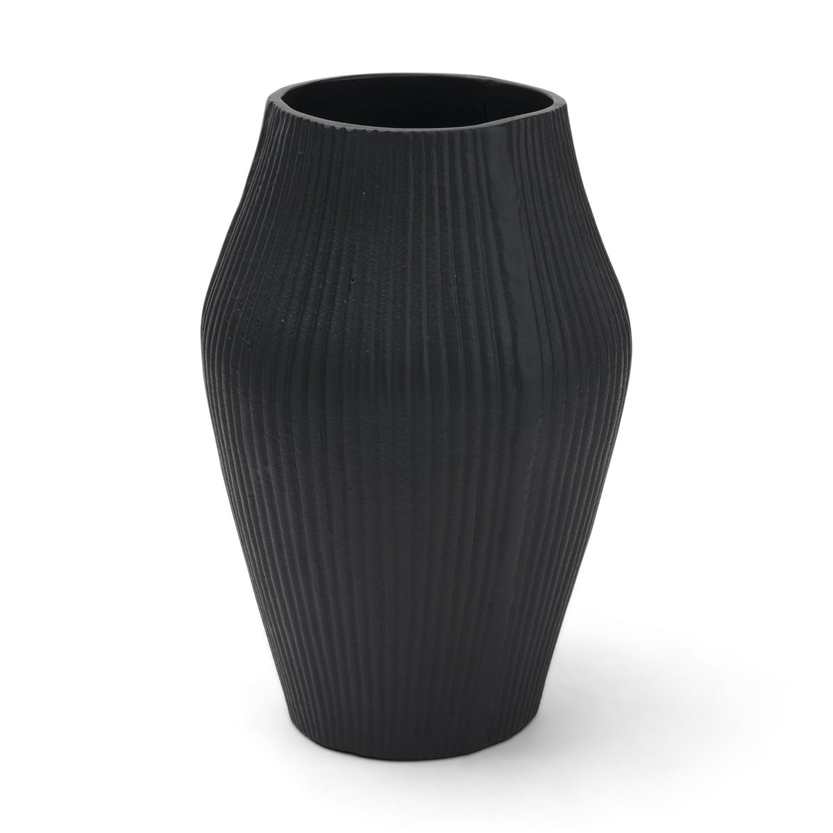 Patine Wide Metal Fluted Decorative Vase-Vase-DECOROLALA