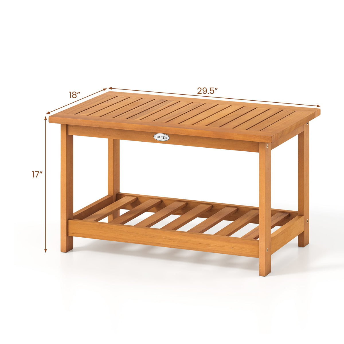 Patio Acacia Wood Coffee Table 2-Tier Rectangular Center Table-Patio Coffee Tables-DECOROLALA