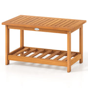 Patio Acacia Wood Coffee Table 2-Tier Rectangular Center Table-Patio Coffee Tables-DECOROLALA