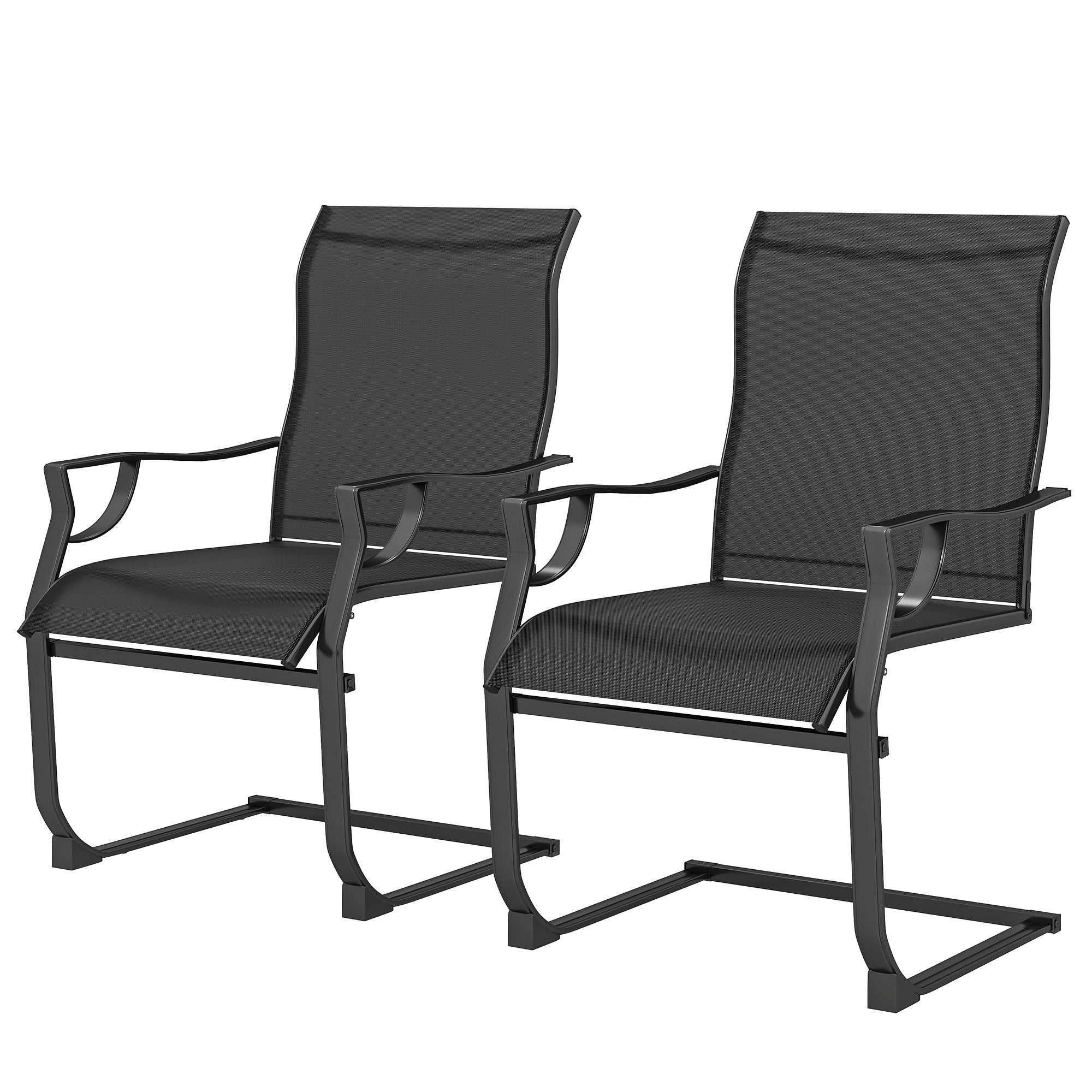 Patio Chairs Set of 2 - Black C Spring Motion-DECOROLALA