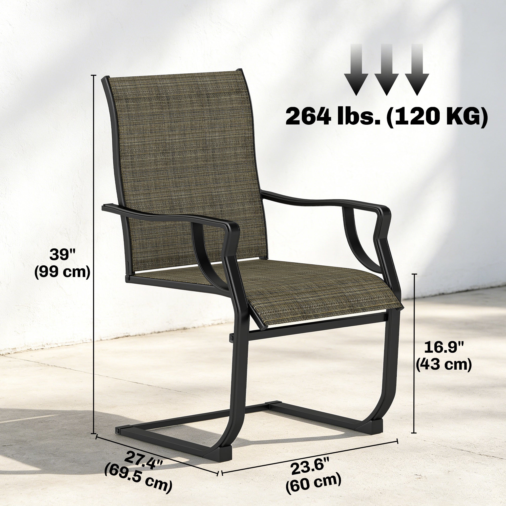 Patio Chairs Set of 2 - C Spring Motion Light Brown-DECOROLALA