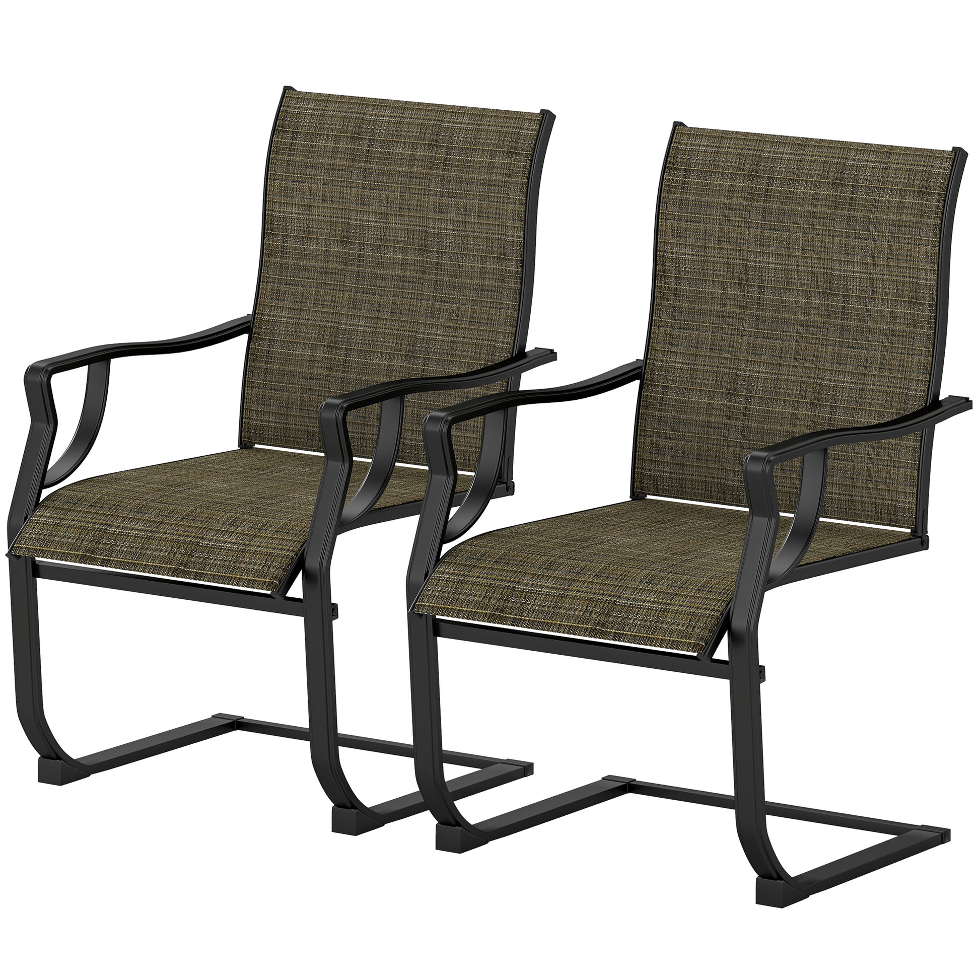Patio Chairs Set of 2 - C Spring Motion Light Brown-DECOROLALA