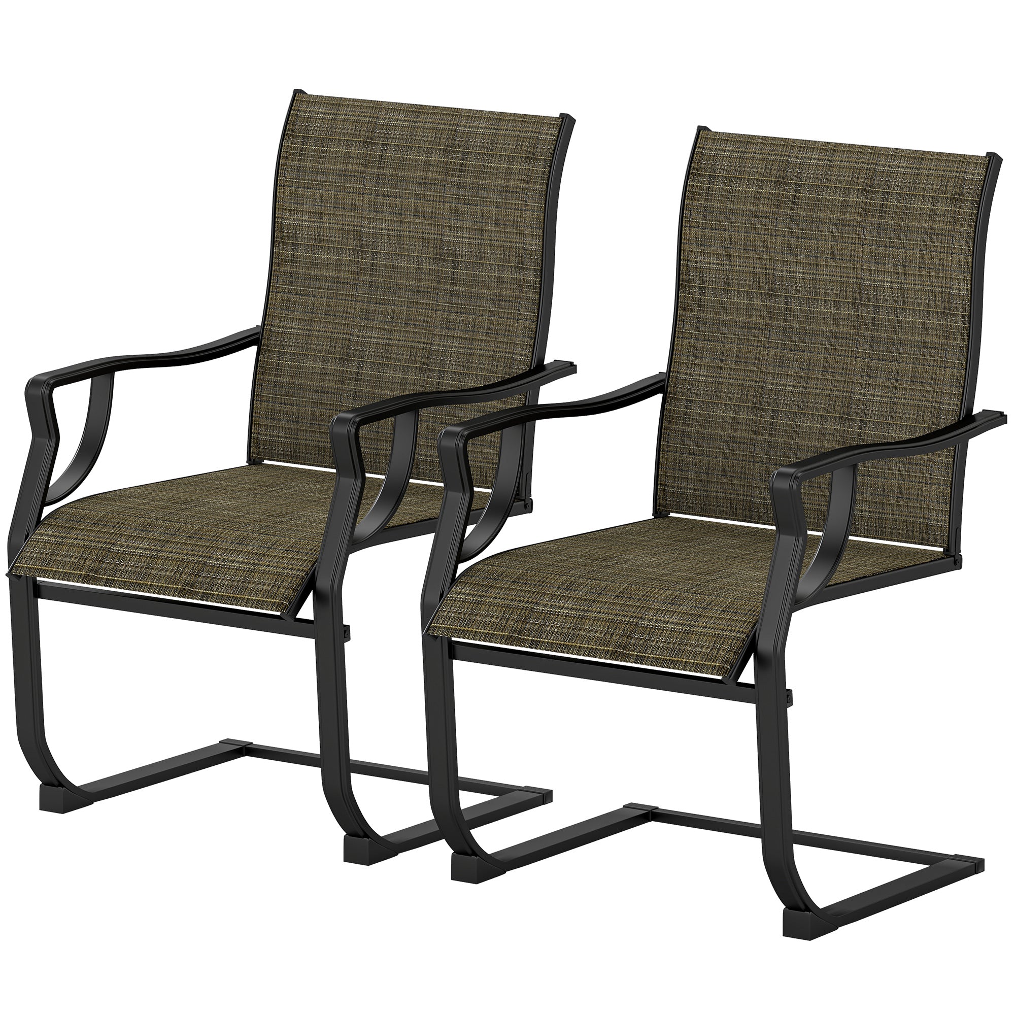 Patio Chairs Set of 2 - C Spring Motion Light Brown-DECOROLALA