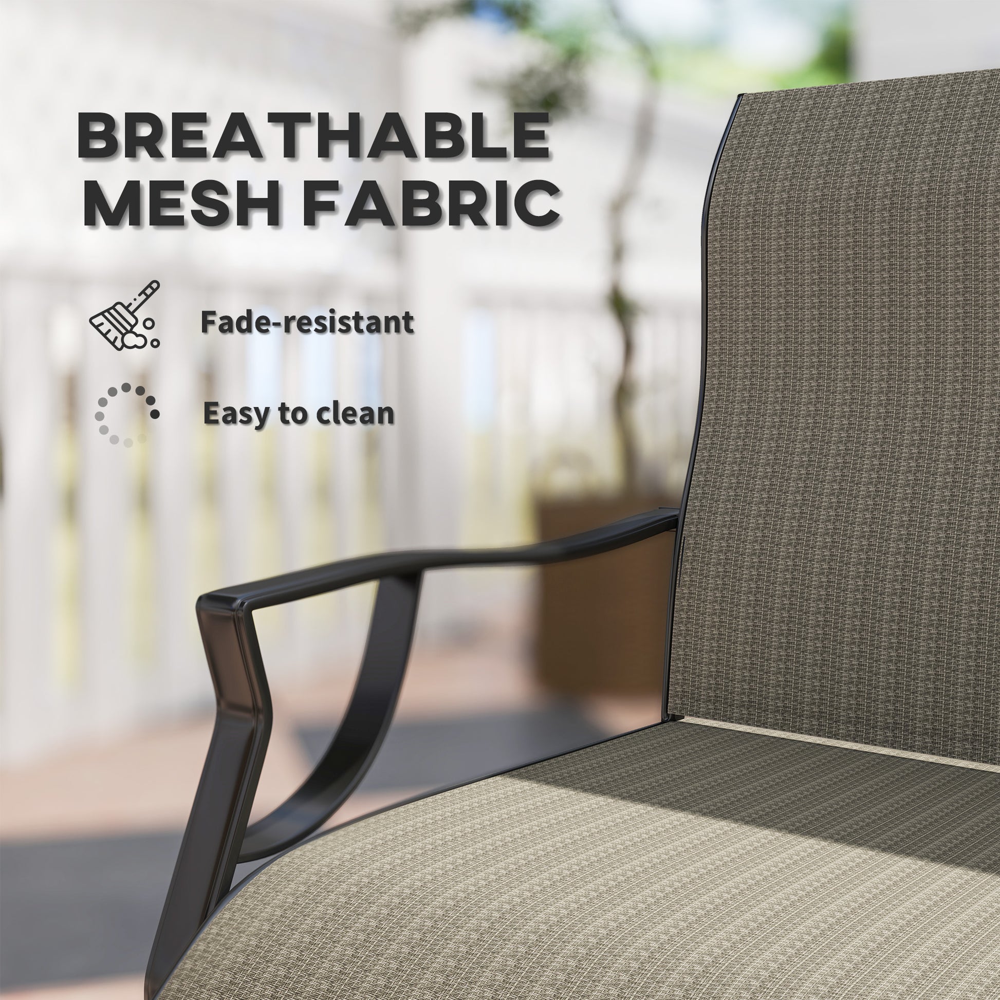 Patio Chairs Set of 2 - Grey C Spring Motion-DECOROLALA