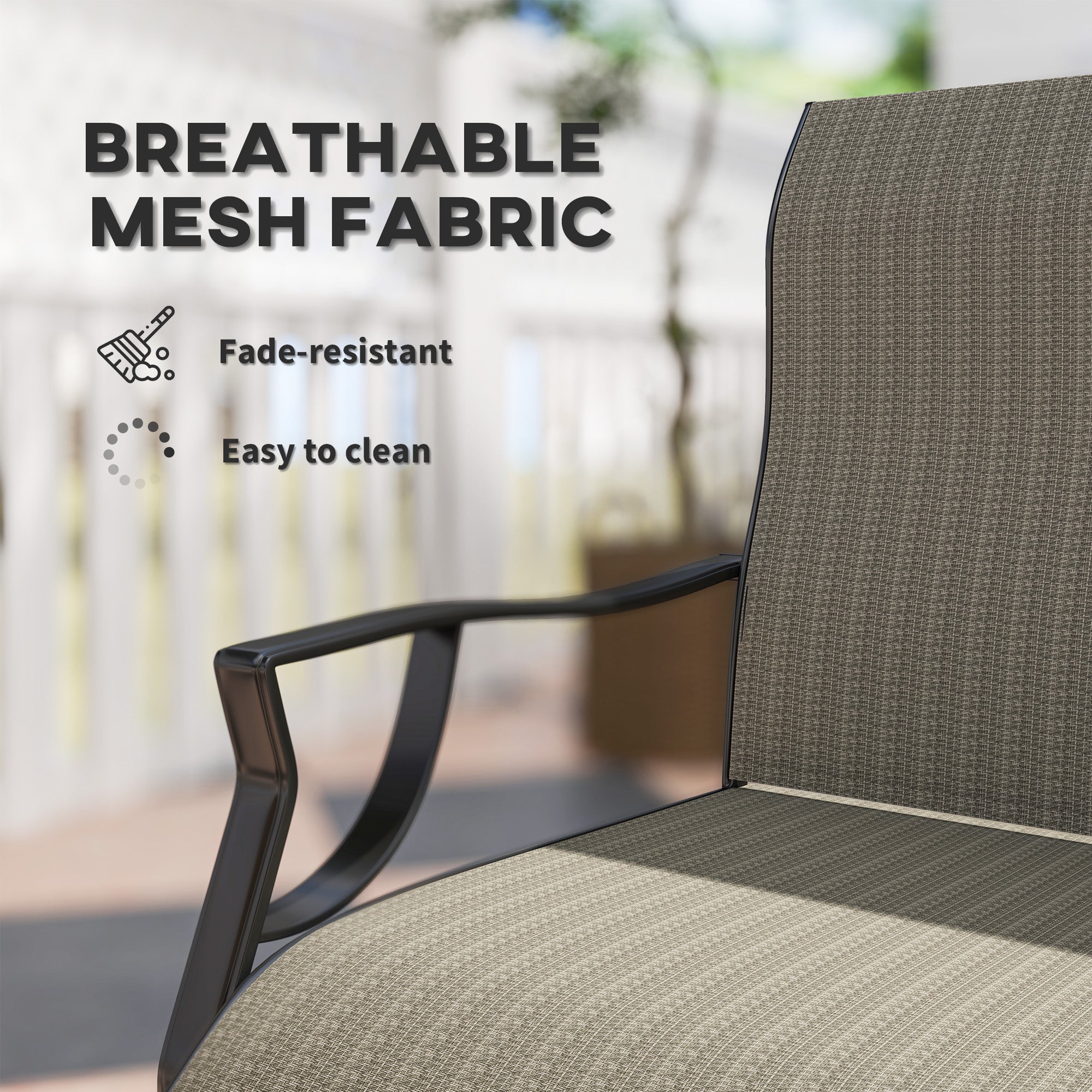 Patio Chairs Set of 2 - Grey C Spring Motion-DECOROLALA