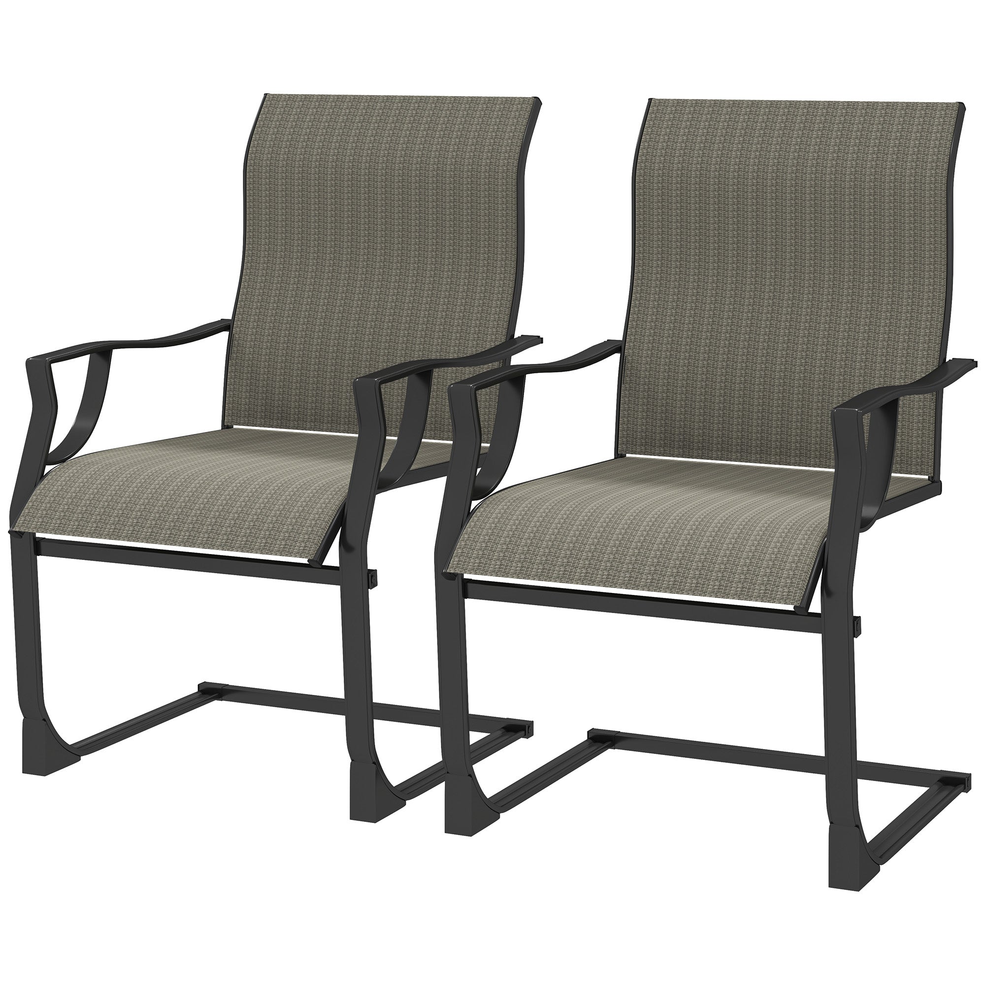 Patio Chairs Set of 2 - Grey C Spring Motion-DECOROLALA