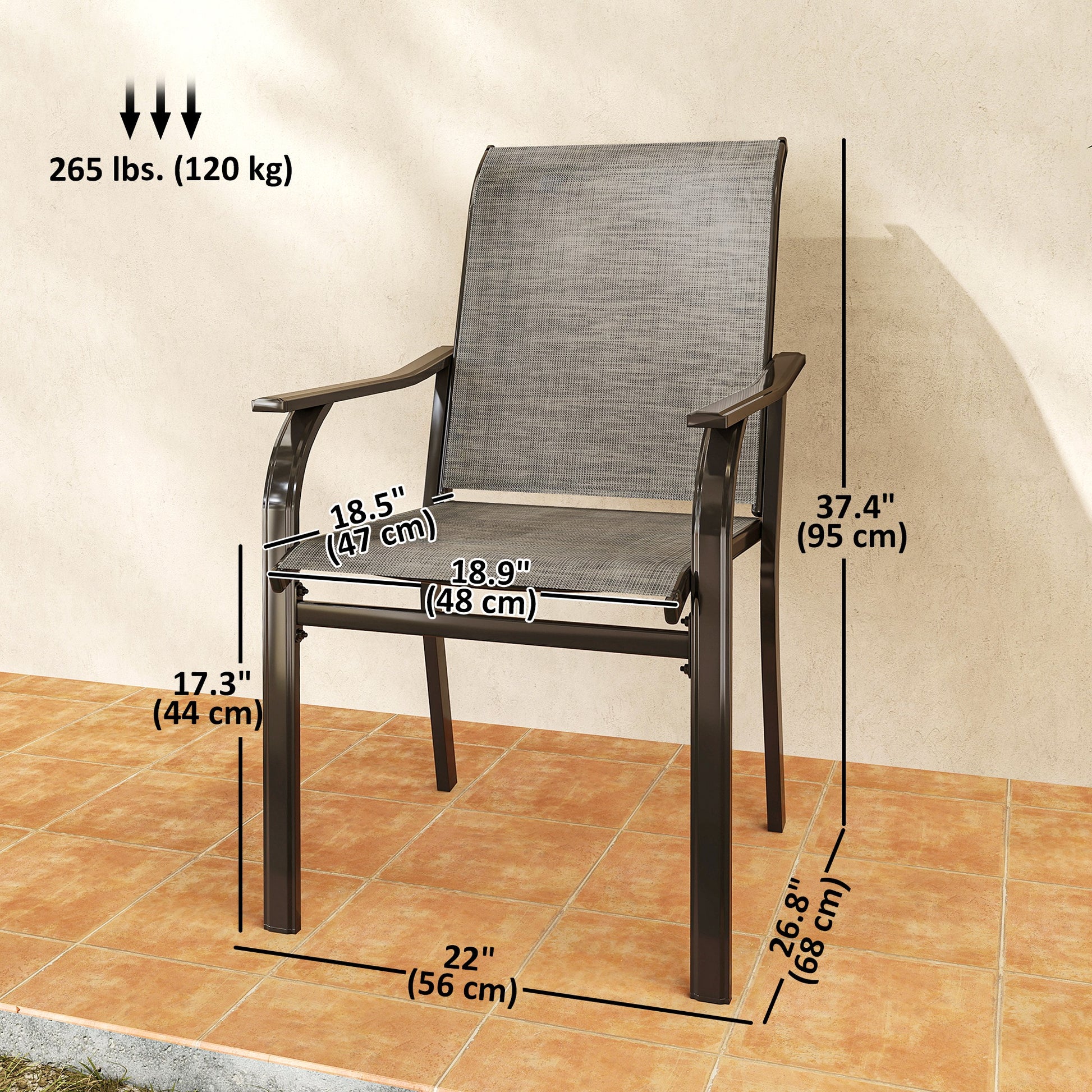 Patio Chairs Set of 4 - Brown Mesh High Back-DECOROLALA