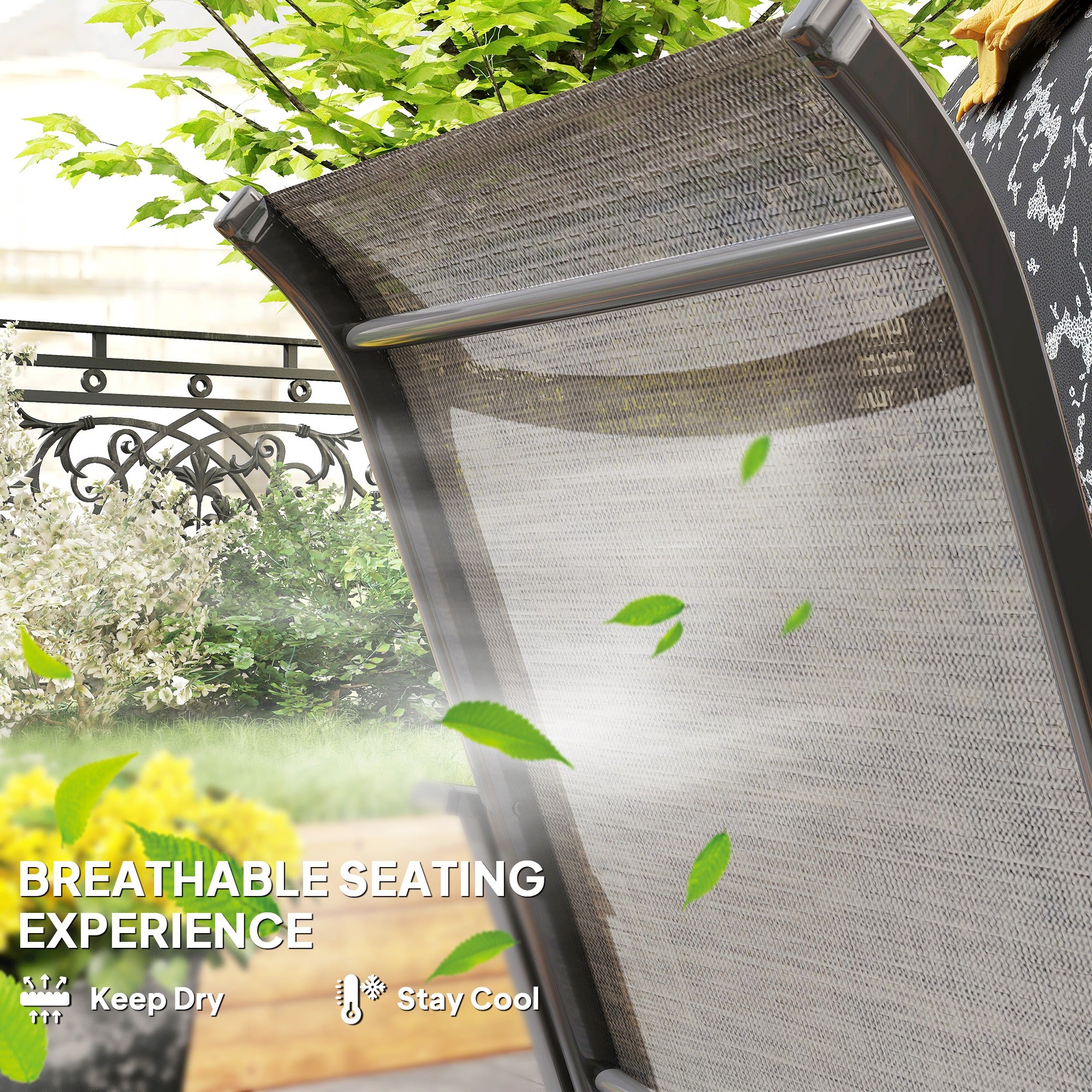 Patio Chairs Set of 4 - Brown Mesh High Back-DECOROLALA