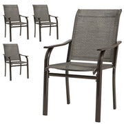 Patio Chairs Set of 4 - Brown Mesh High Back-DECOROLALA