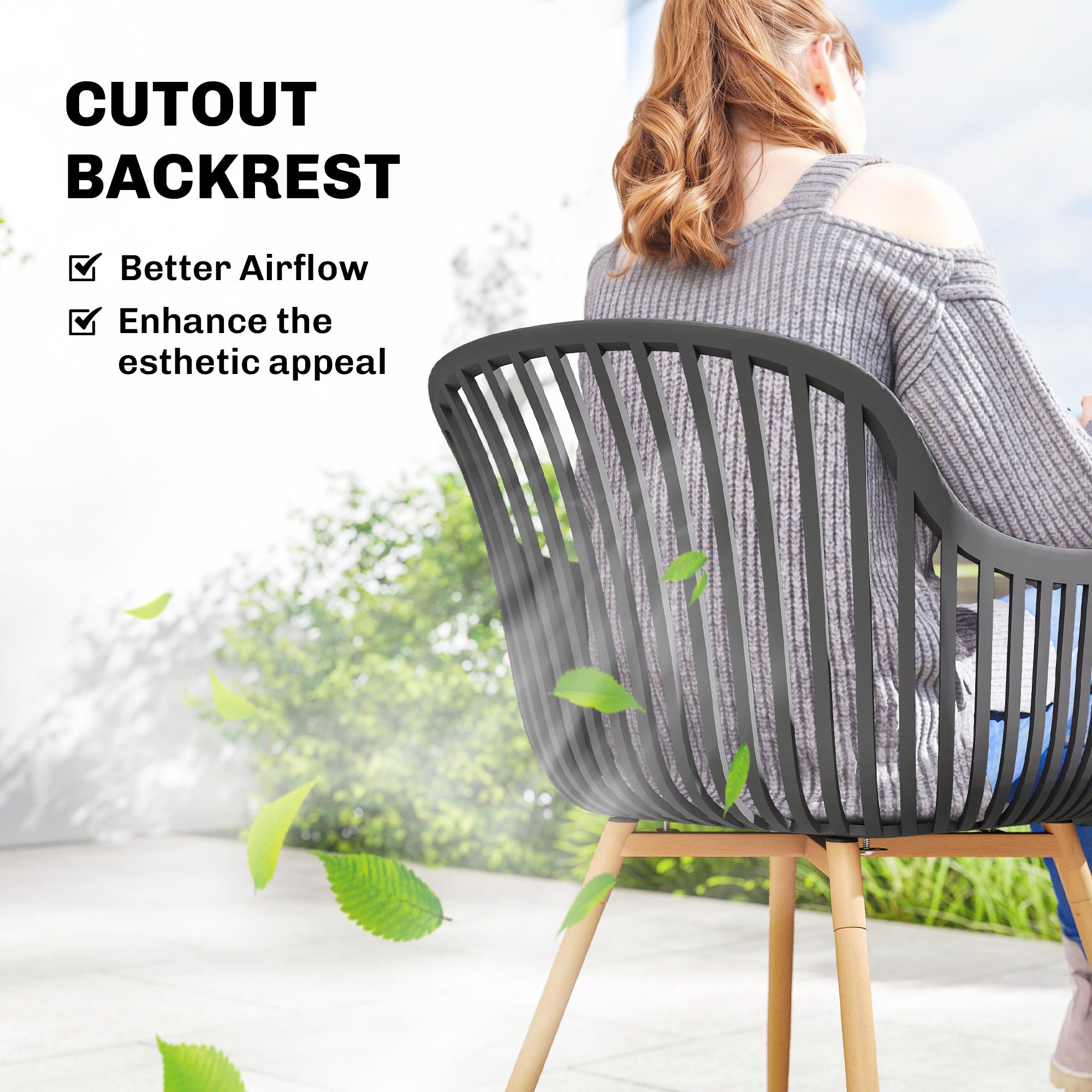 Patio Chairs Set of 4 - Grey UV-Resistant-DECOROLALA
