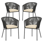 Patio Chairs Set of 4 with Seat Cushion and Curved Backrest for Patio-Black-Patio Dining Chairs-DECOROLALA