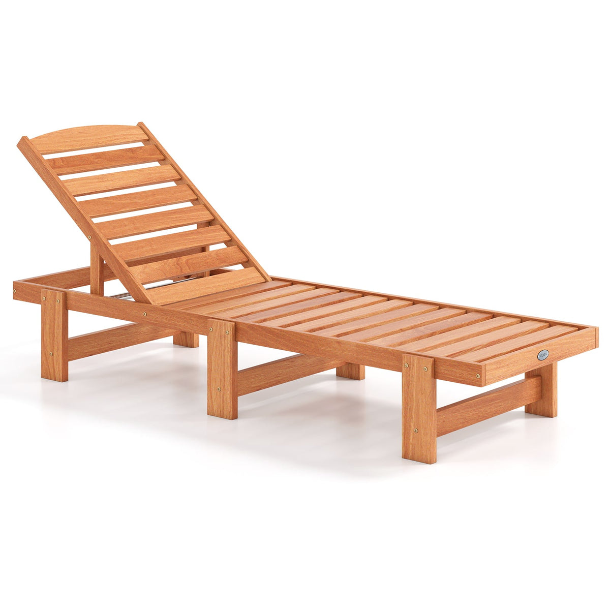 Patio Chaise Lounge Chair Solid Wood Slatted Recliner with Adjustable Backrest-1 Piece-Outdoor Chaise Lounges-DECOROLALA