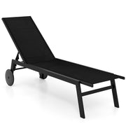 Patio Chaise Lounge Chair with Wheels and 6-Level Adjustable Backrest Set of 1-Outdoor Chaise Lounges-DECOROLALA