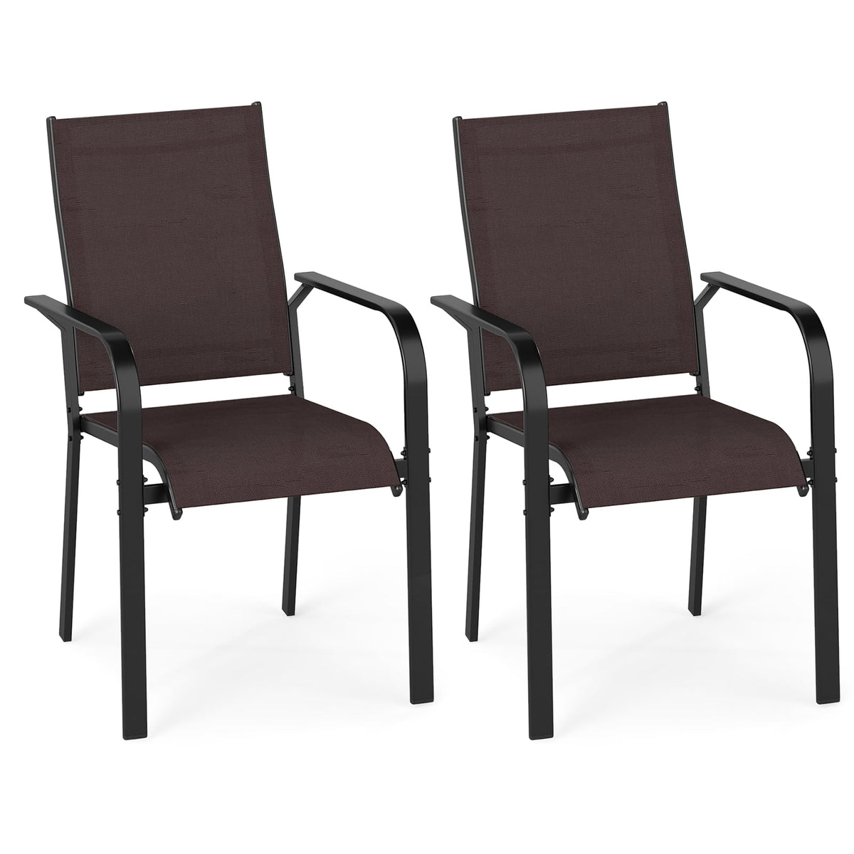 Patio Dining Chairs Set of 2/4/6 Stackable Outdoor Armchairs-Set of 2-Patio Dining Chairs-DECOROLALA