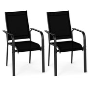Patio Dining Chairs Set of 2/4/6 Stackable Outdoor Armchairs with Metal Frame-Set of 2-Patio Dining Chairs-DECOROLALA