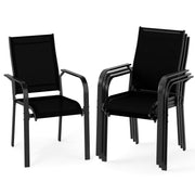 Patio Dining Chairs Set of 2/4/6 Stackable Outdoor Armchairs with Metal Frame-Set of 4-Patio Dining Chairs-DECOROLALA