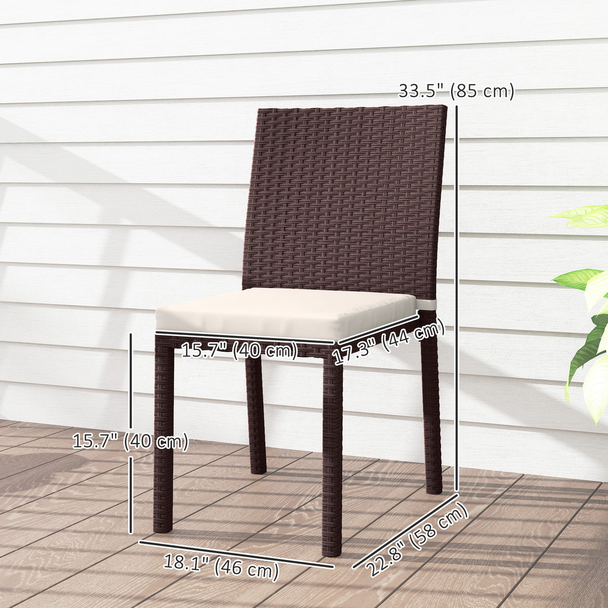 Patio Dining Chairs Set of 4 - Beige Wicker-Patio Dining Chairs-DECOROLALA