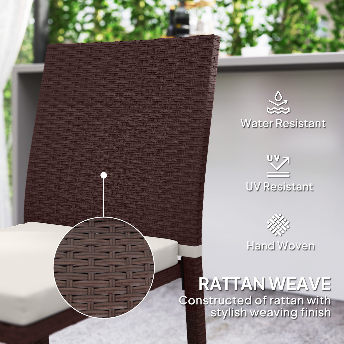 Patio Dining Chairs Set of 4 - Beige Wicker-Patio Dining Chairs-DECOROLALA
