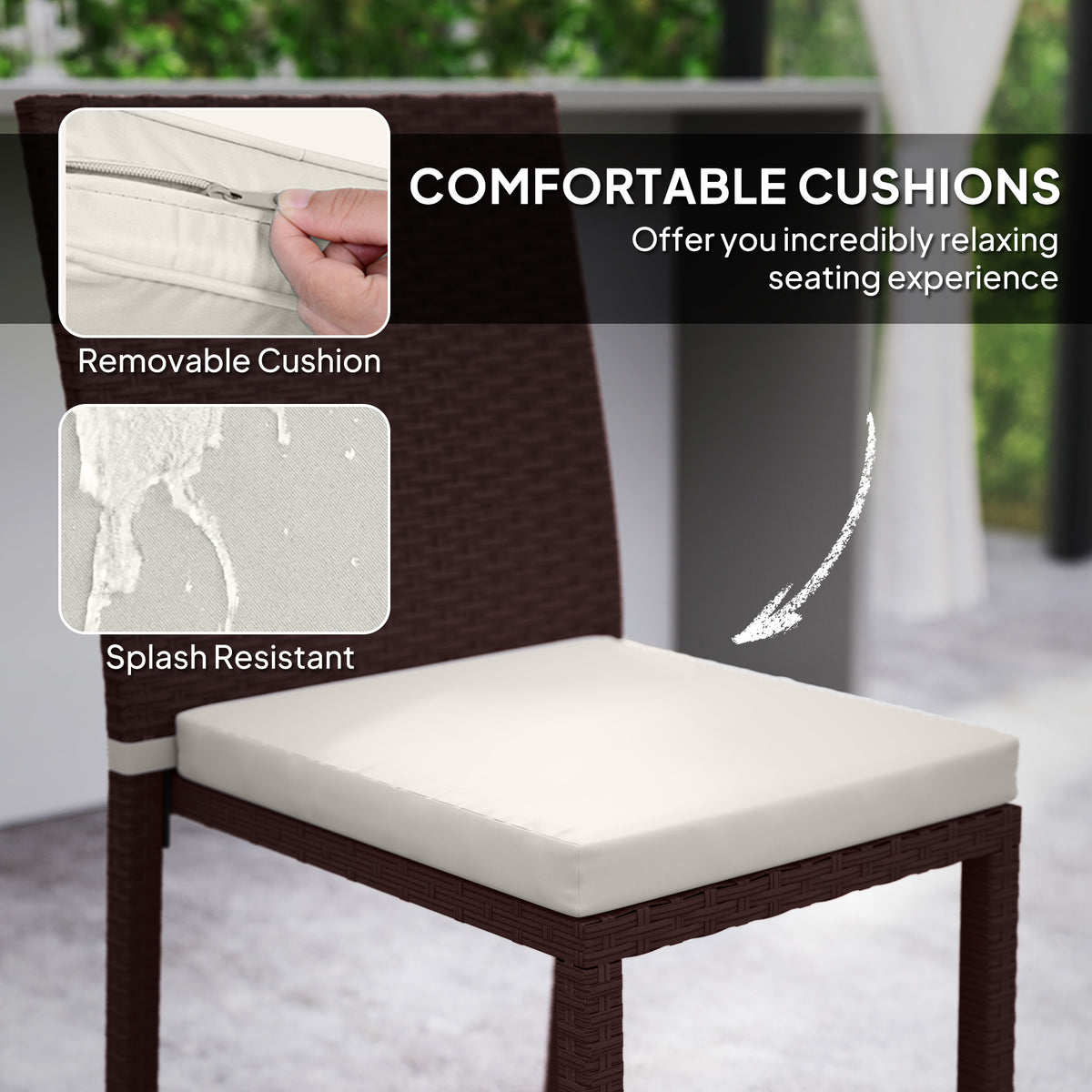 Patio Dining Chairs Set of 4 - Beige Wicker-Patio Dining Chairs-DECOROLALA