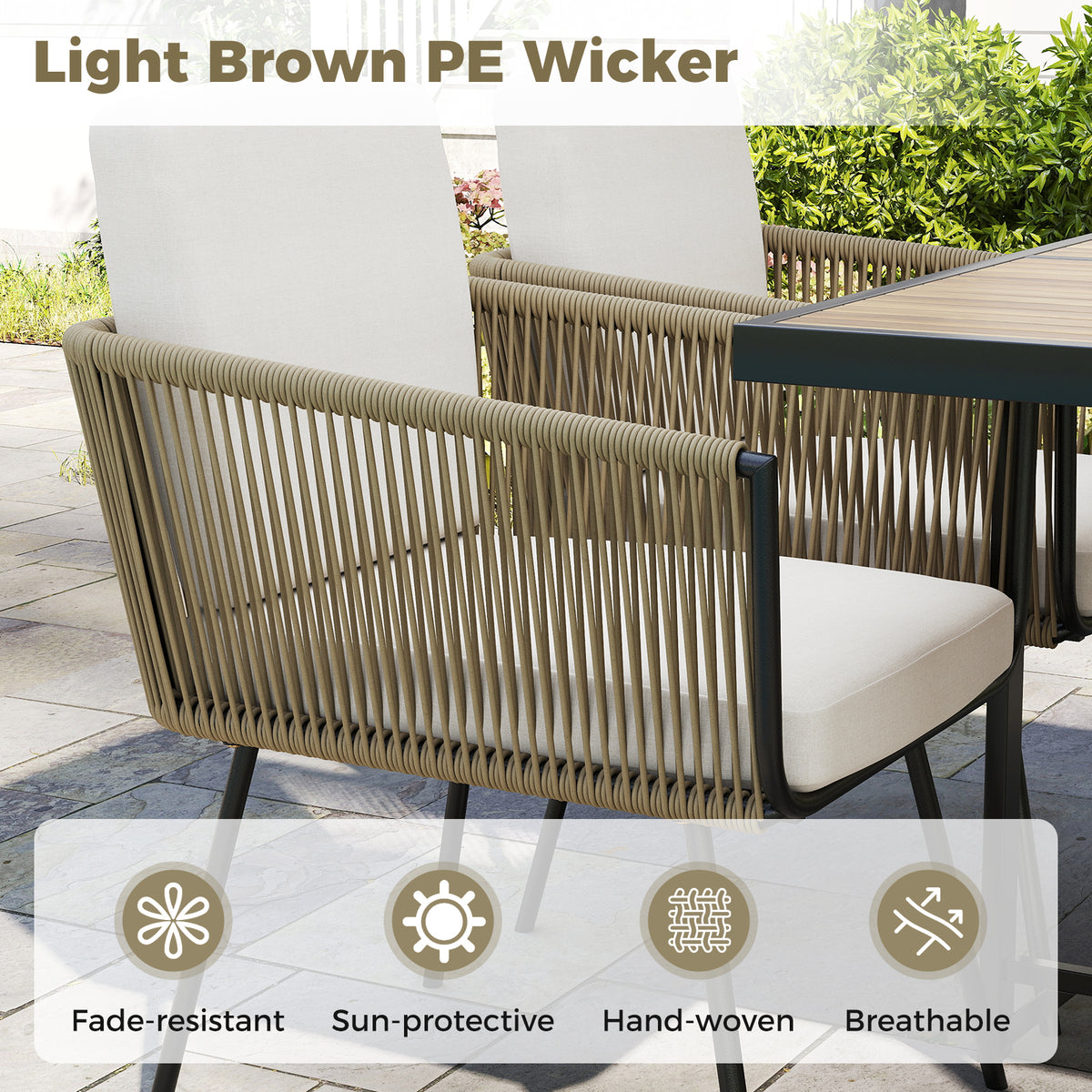Patio Dining Chairs Set of 4 Bistro Well-Woven Rattan Chairs-White-Patio Dining Chairs-DECOROLALA
