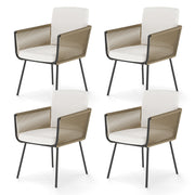Patio Dining Chairs Set of 4 Bistro Well-Woven Rattan Chairs-White-Patio Dining Chairs-DECOROLALA