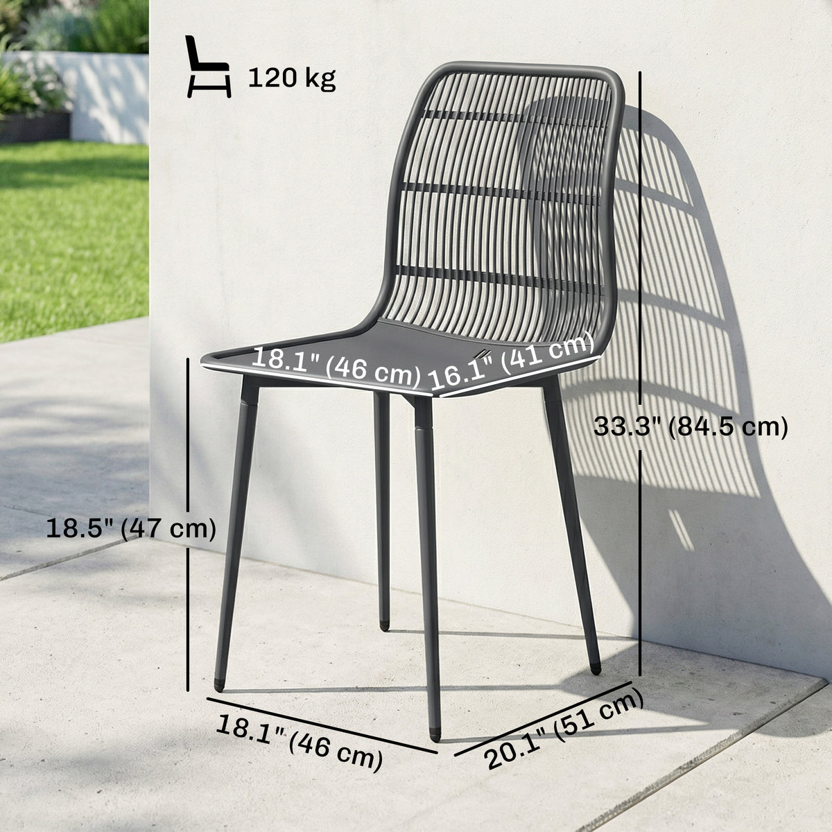 Patio Dining Chairs Set of 4 - Grey-Patio Dining Chairs-DECOROLALA