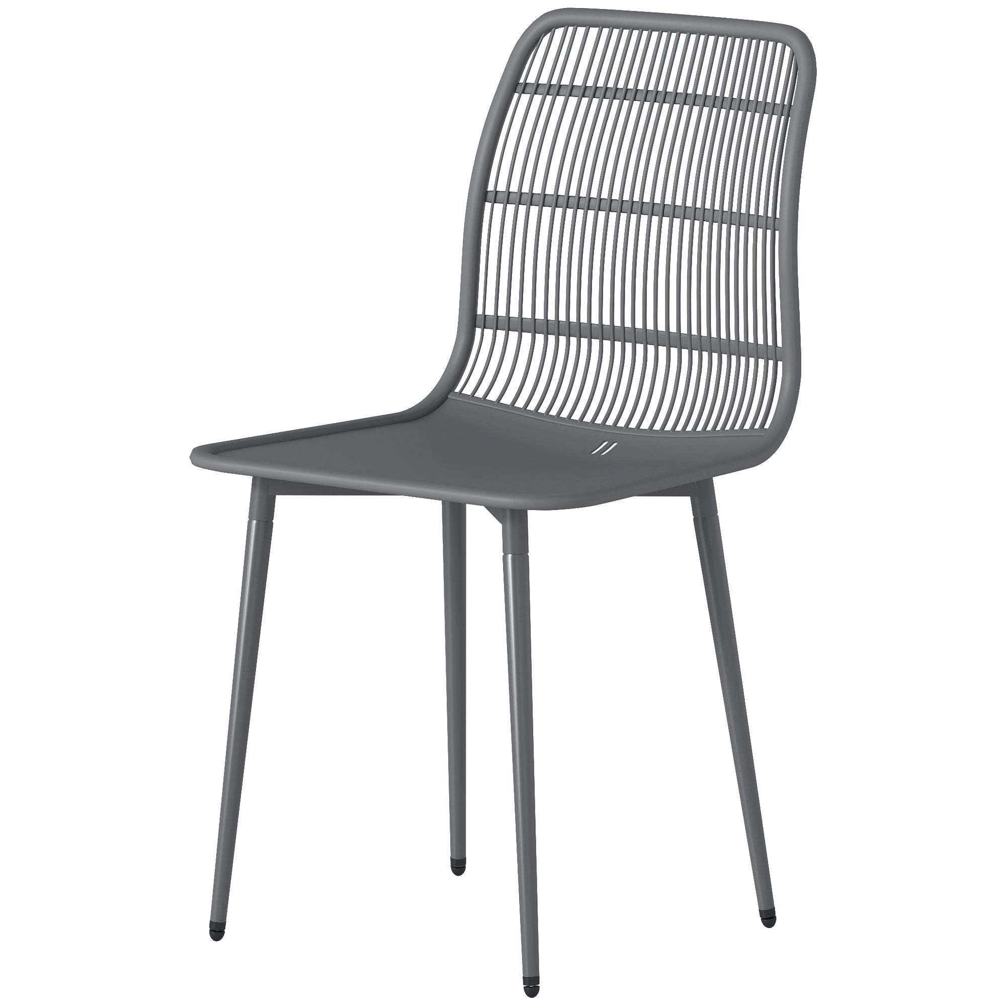 Patio Dining Chairs Set of 4 - Grey-DECOROLALA
