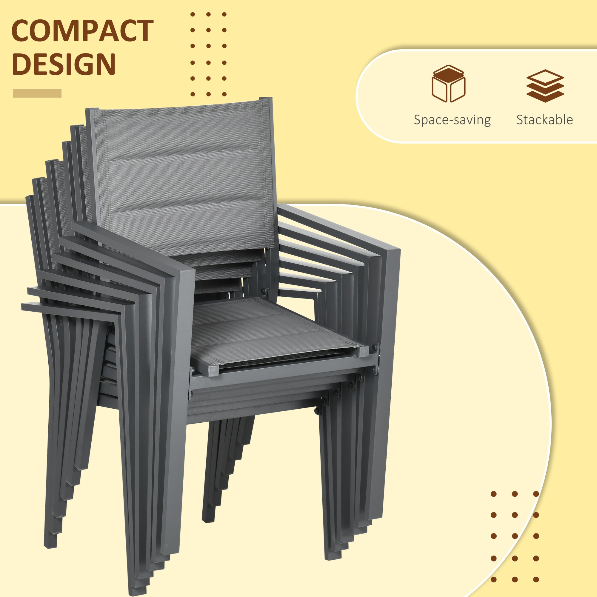 Patio Dining Set 6 Expandable Table Dark Grey-DECOROLALA