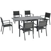 Patio Dining Set 6 Expandable Table Dark Grey-DECOROLALA