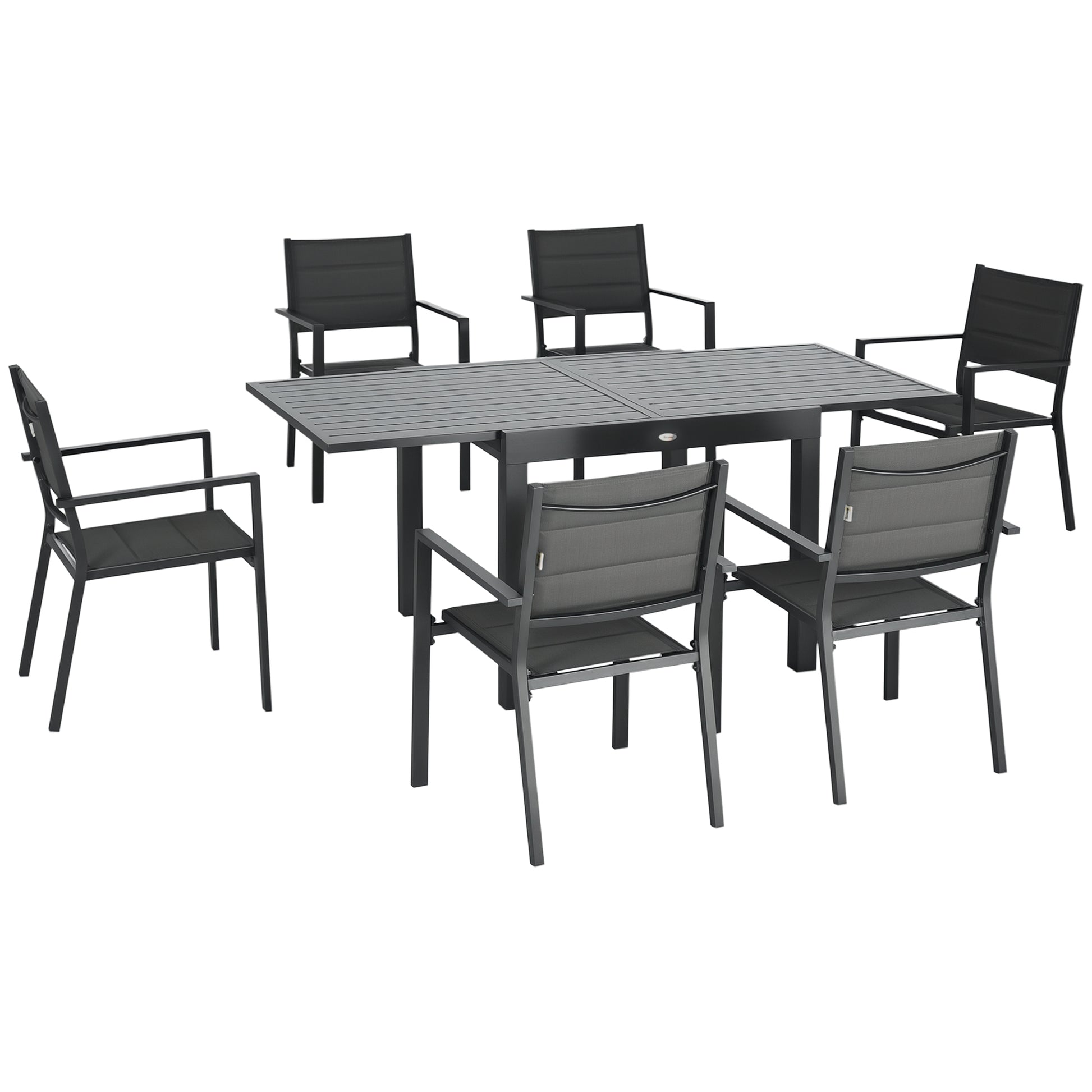 Patio Dining Set 6 Expandable Table Dark Grey-DECOROLALA
