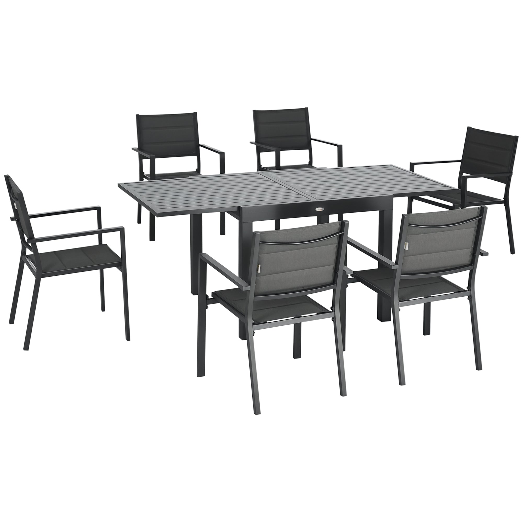 Patio Dining Set 6 Expandable Table Dark Grey-DECOROLALA