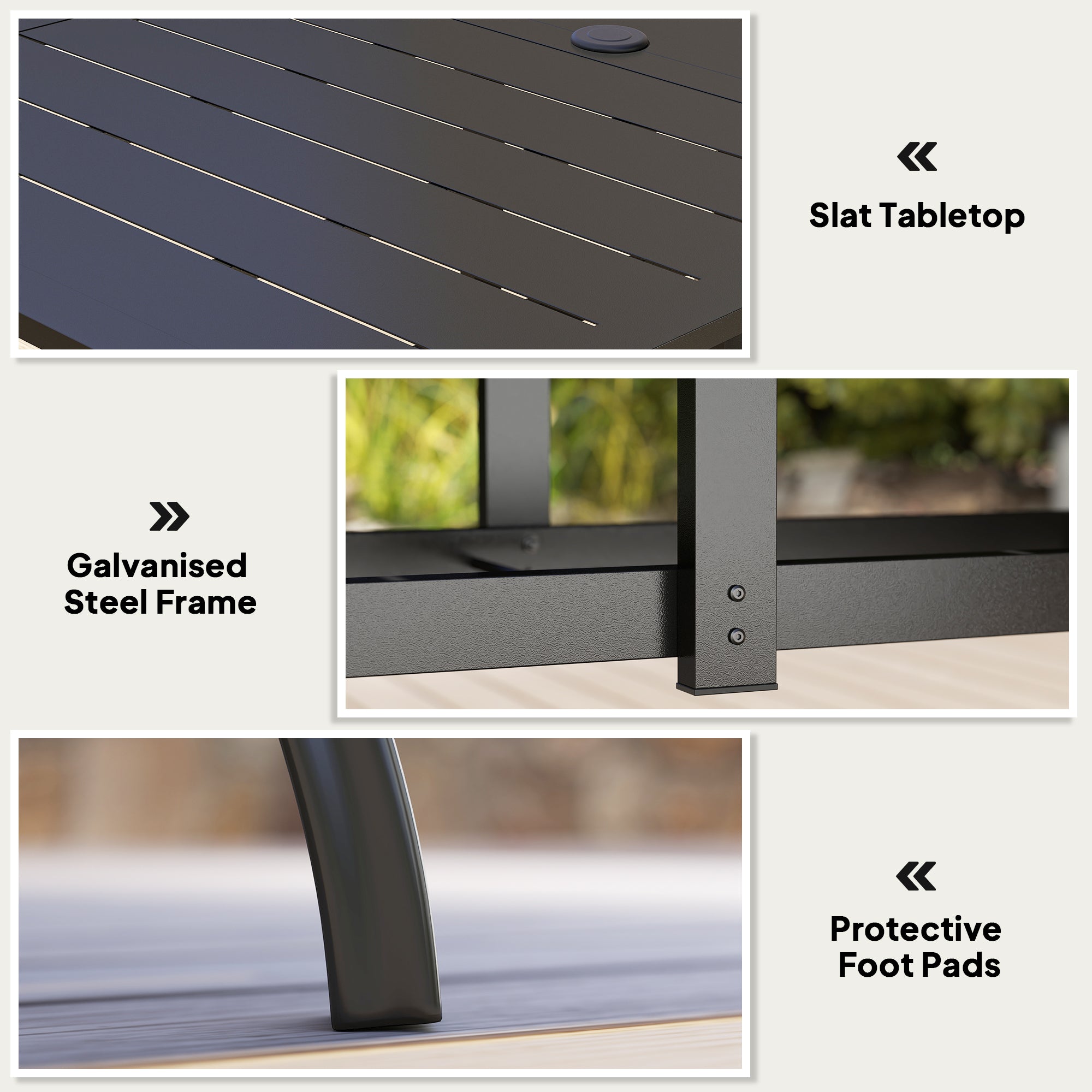 Patio Dining Table 59" Rectangle - Black Steel-DECOROLALA