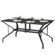 Patio Dining Table 59" Rectangle - Black Steel-DECOROLALA
