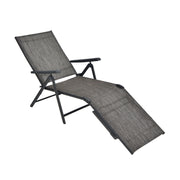 Patio Foldable Chaise Lounge Chair with Backrest and Footrest-Gray-Outdoor Chairs & Seating-DECOROLALA
