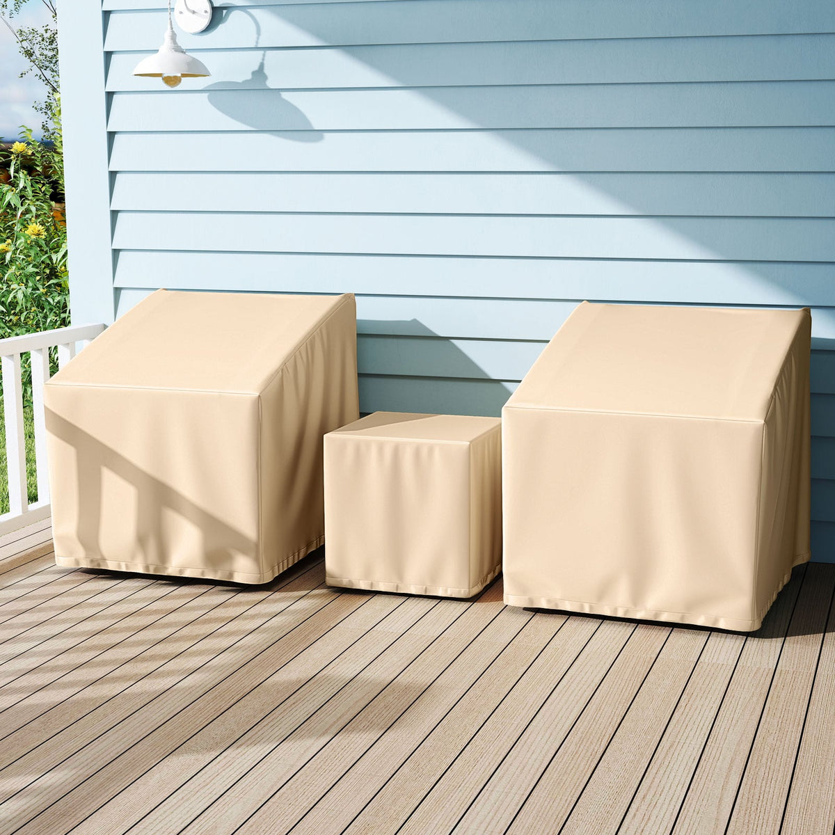 Patio Furniture Covers Waterproof Outdoor Conversation Covers for 3 Pieces Bistro Set-Beige-Outdoor Furniture Accessories-DECOROLALA
