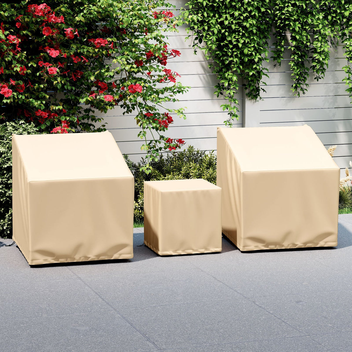 Patio Furniture Covers Waterproof Outdoor Conversation Covers for 3 Pieces Bistro Set-Beige-Outdoor Furniture Accessories-DECOROLALA