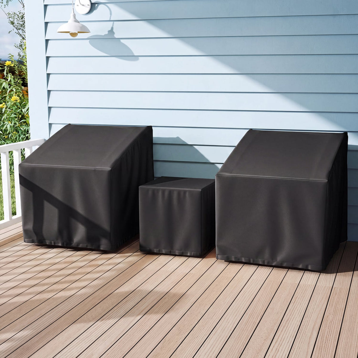 Patio Furniture Covers Waterproof Outdoor Conversation Covers for 3 Pieces Bistro Set-Black-Outdoor Furniture Accessories-DECOROLALA