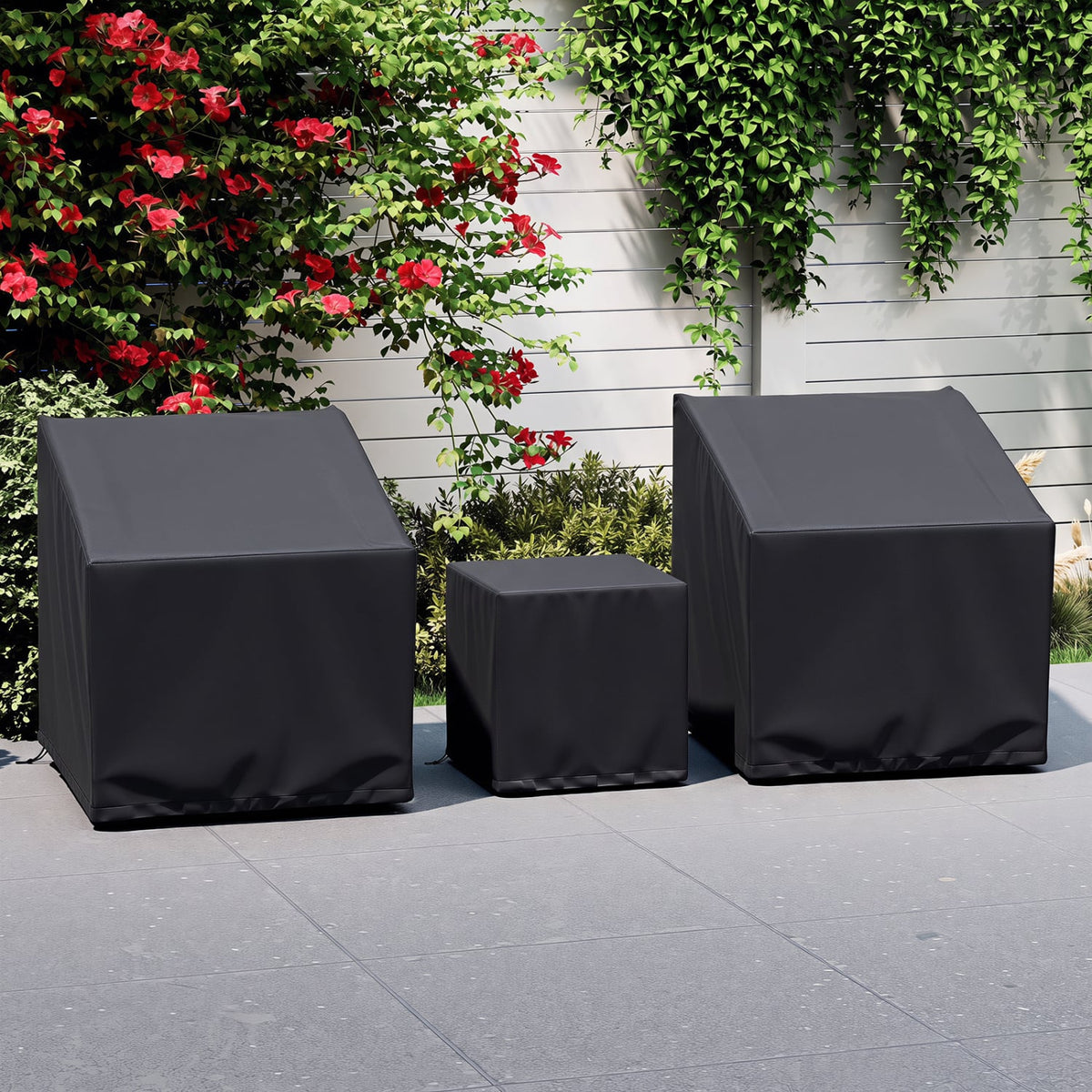 Patio Furniture Covers Waterproof Outdoor Conversation Covers for 3 Pieces Bistro Set-Black-Outdoor Furniture Accessories-DECOROLALA