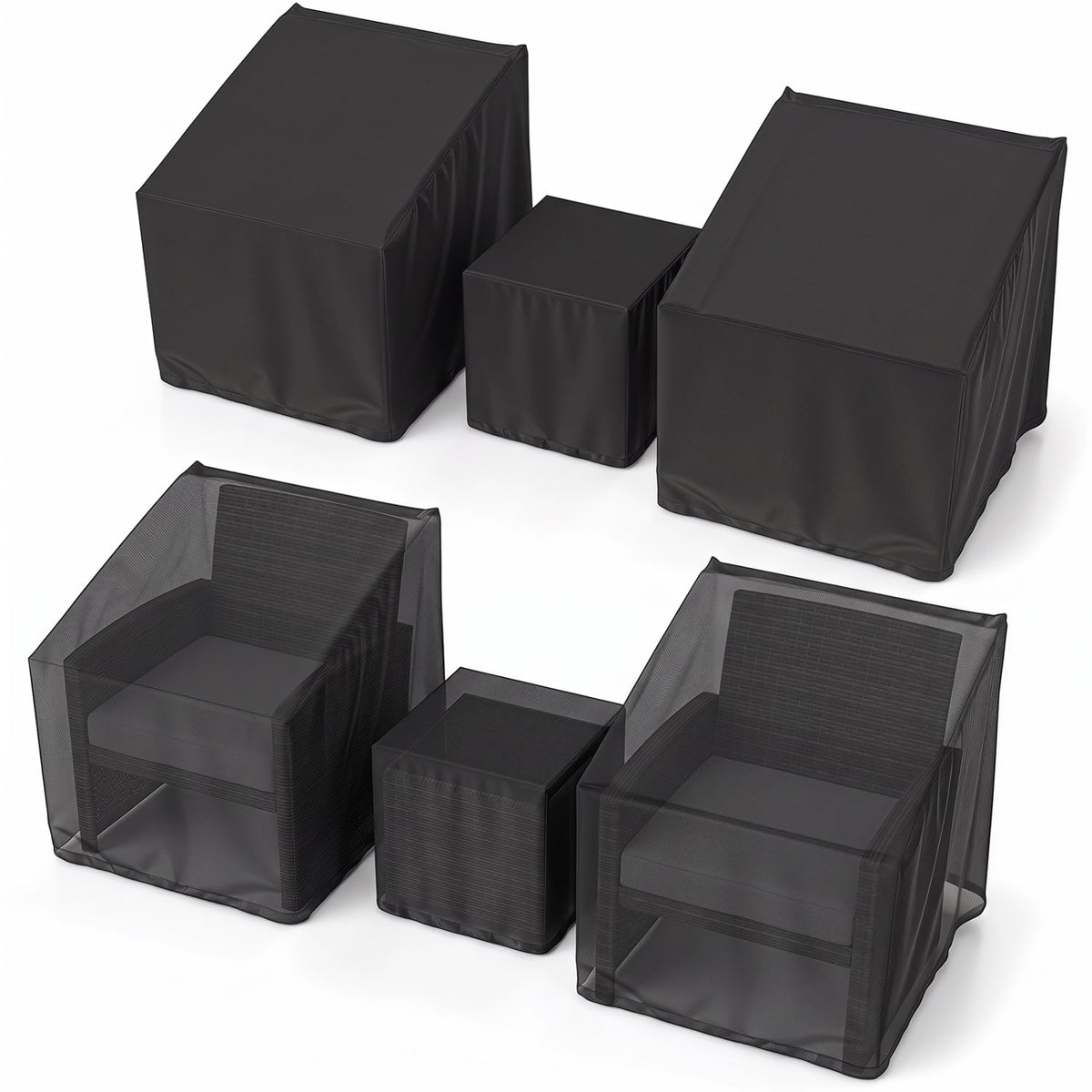 Patio Furniture Covers Waterproof Outdoor Conversation Covers for 3 Pieces Bistro Set-Black-Outdoor Furniture Accessories-DECOROLALA